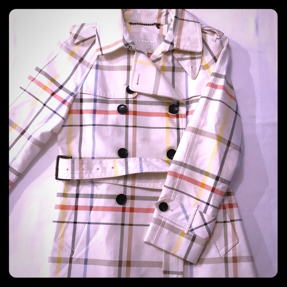 Plaid Double-Breasted Women's Trench Coat